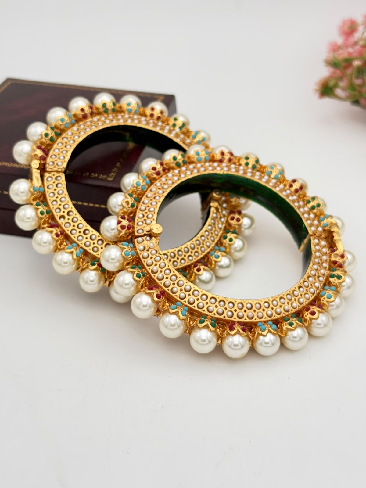 Pearl Kundan Bangles
