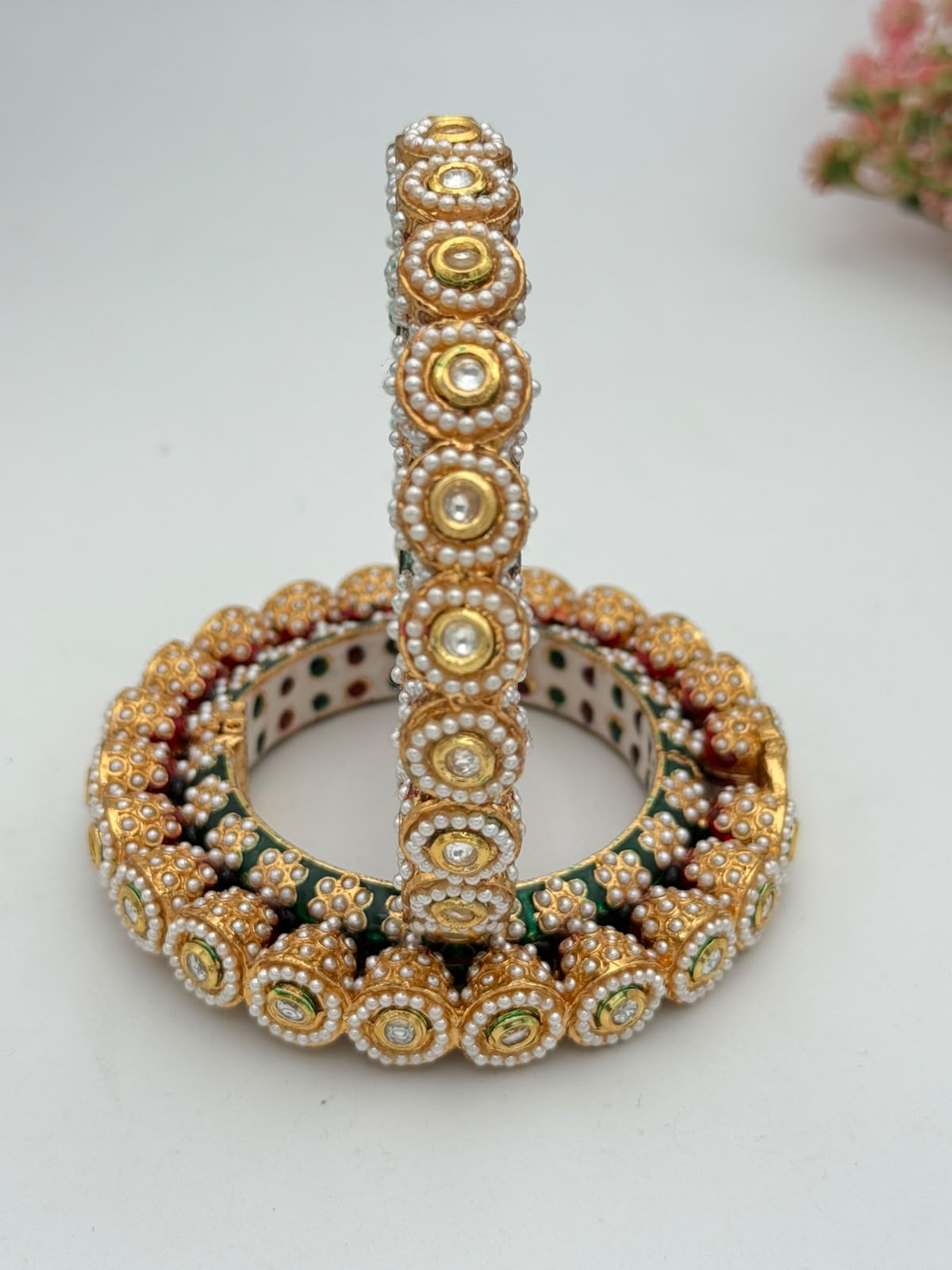 Royal Kundan Pearl Bangles