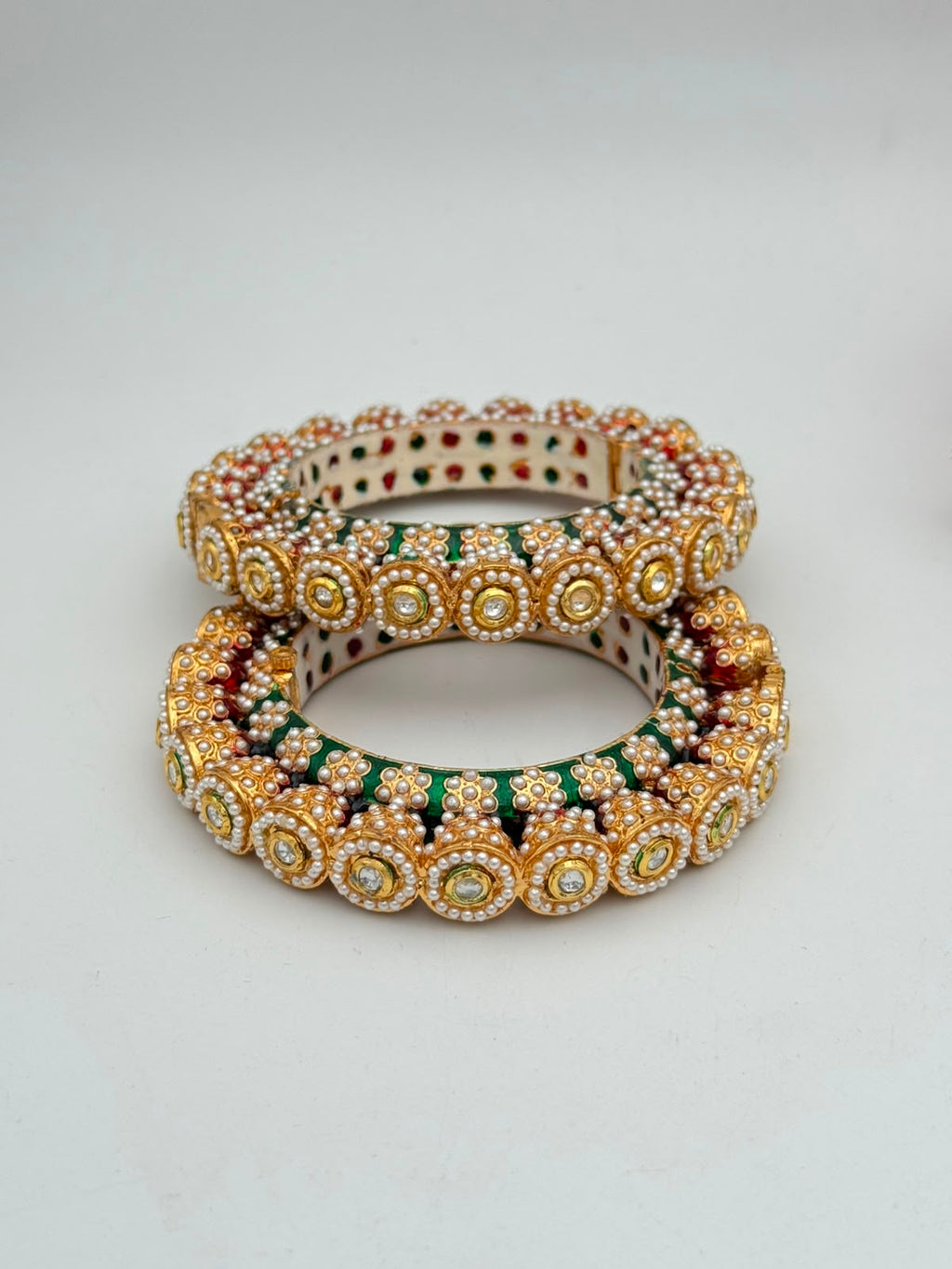 Royal Kundan Pearl Bangles