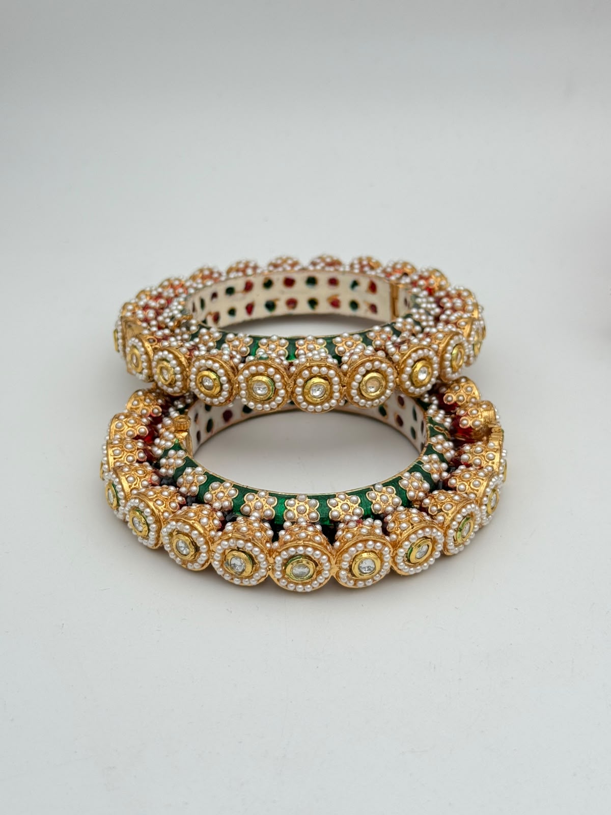 Royal Kundan Pearl Bangles