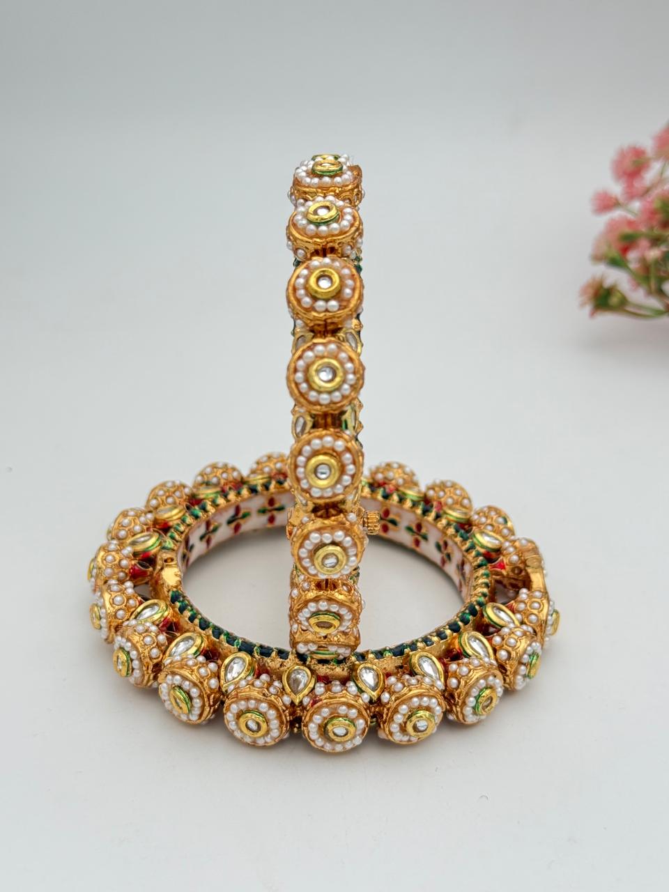 Royal Pearl Kundan Bangles
