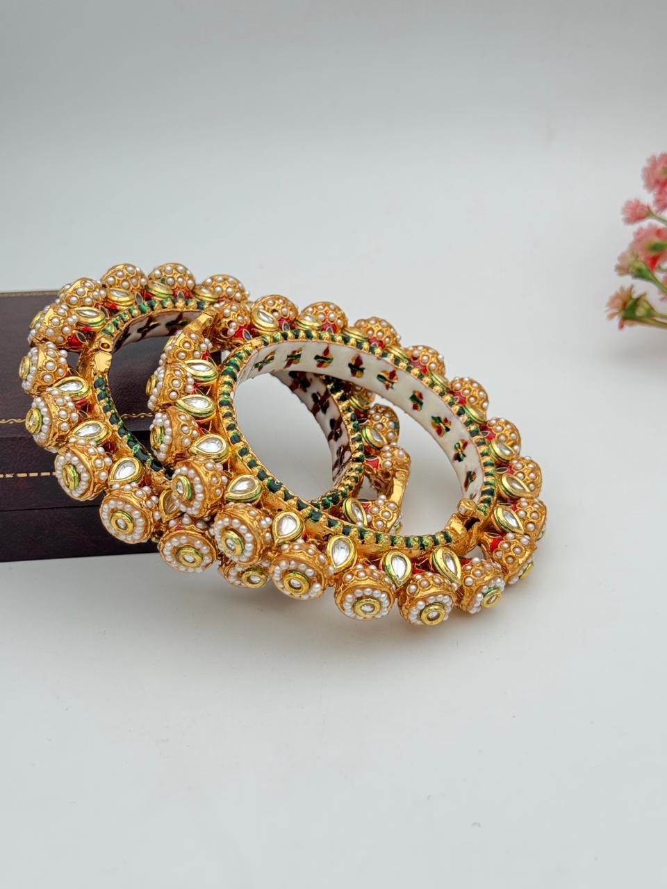 Royal Pearl Kundan Bangles