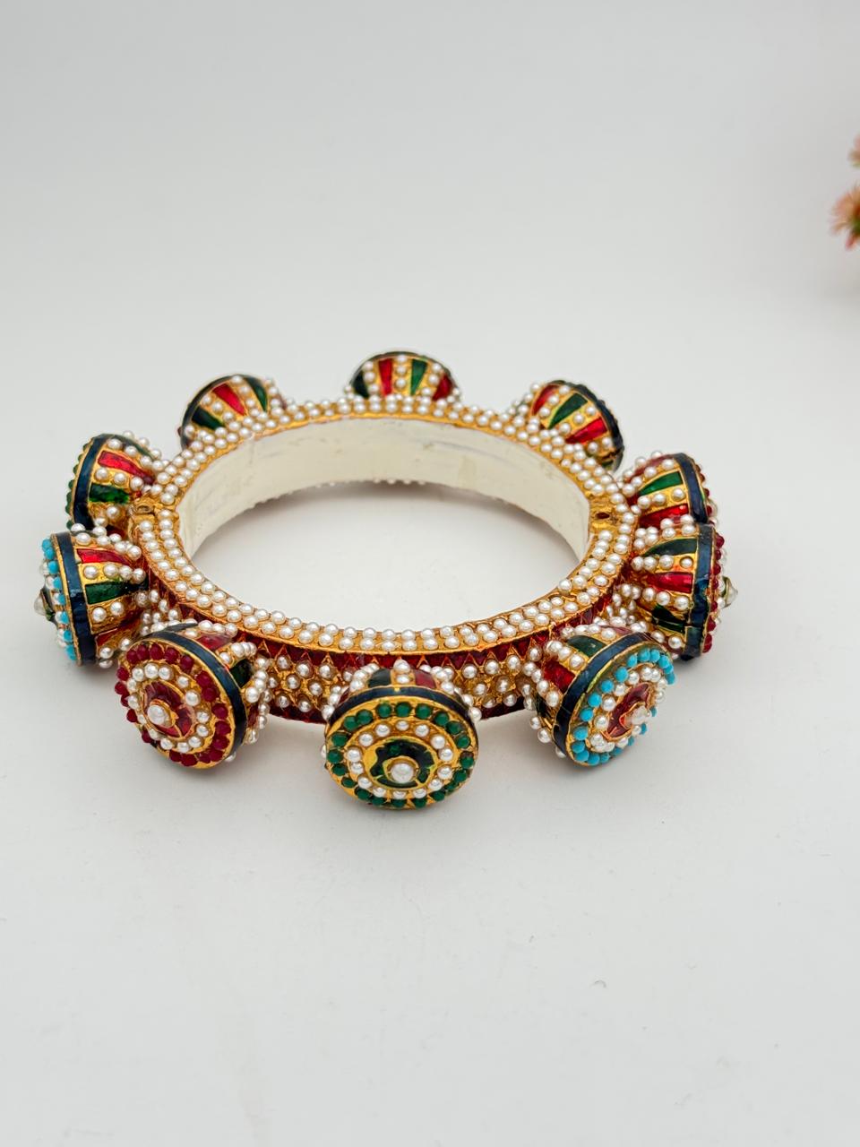 Royal Multicolor Pearl Kundan Bangles