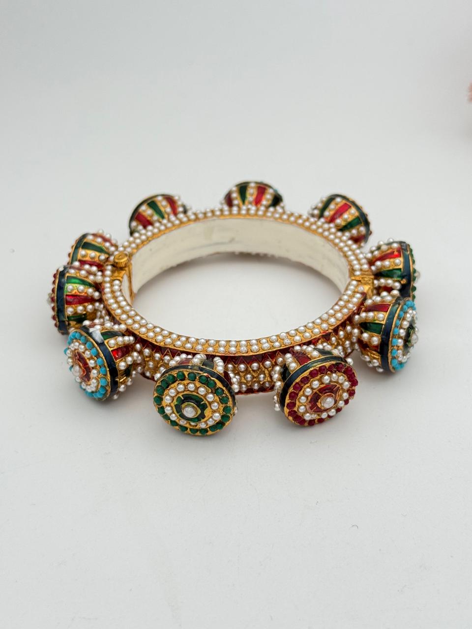 Royal Multicolor Pearl Kundan Bangles