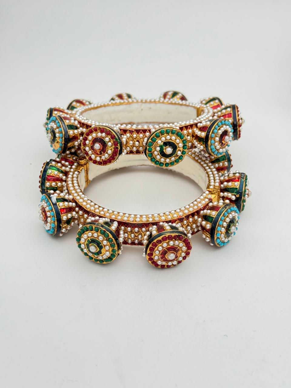 Royal Multicolor Pearl Kundan Bangles