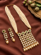 Emerald Royal Kundan Pearl Mala Necklace Set