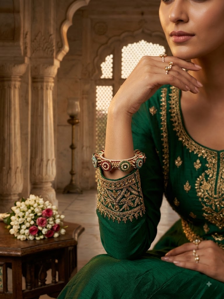Royal Multicolor Pearl Kundan Bangles