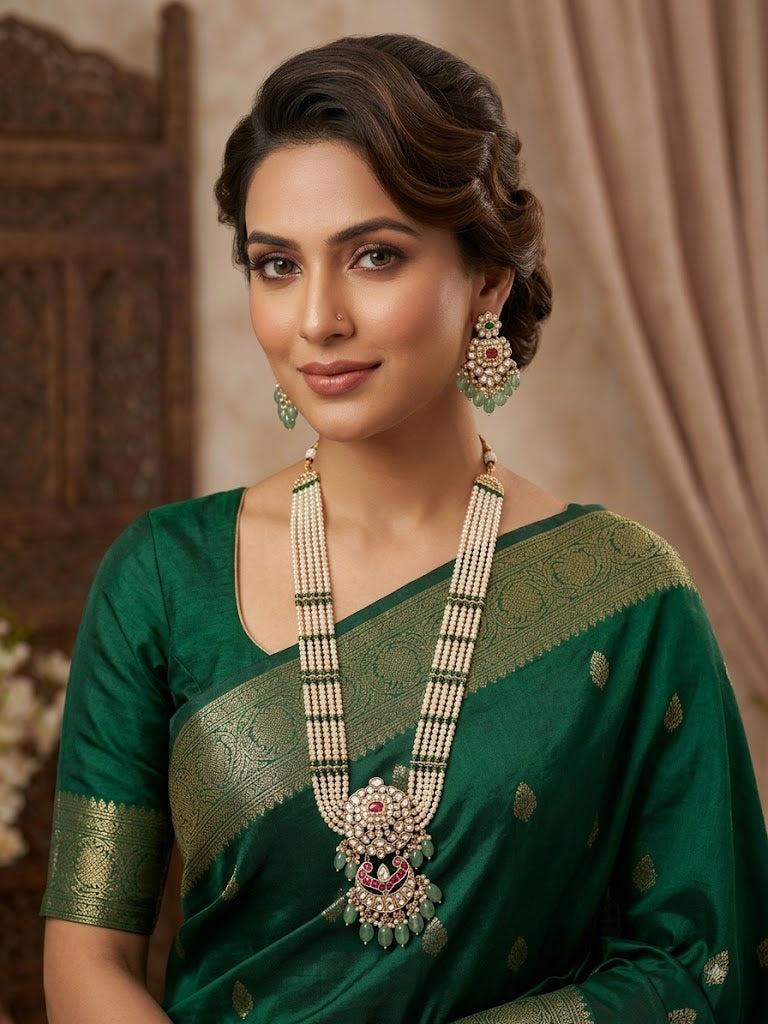 Green Pearl Kundan Necklace Set