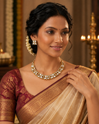 Aarohi Kundan Petal Polki Necklace Set