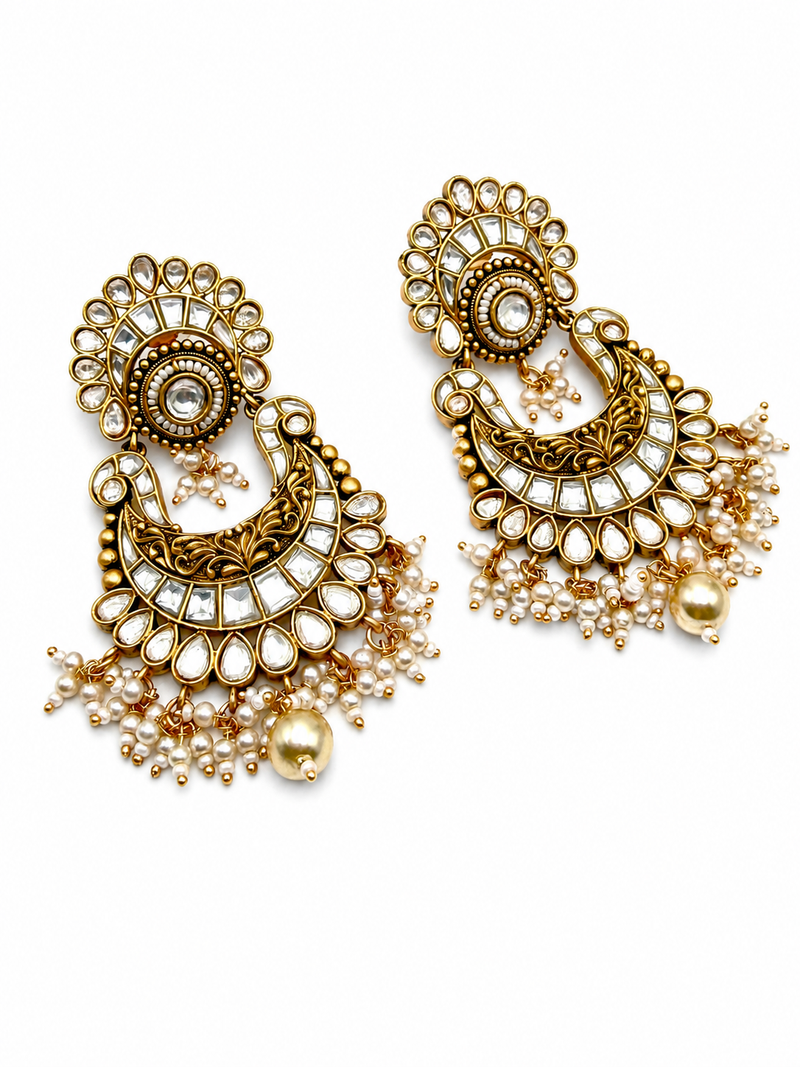 Pearl Kundan Royal Ear Cuffs