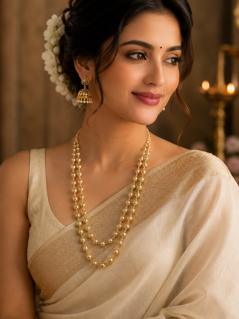Premium Golden Pearl Fancy Mala